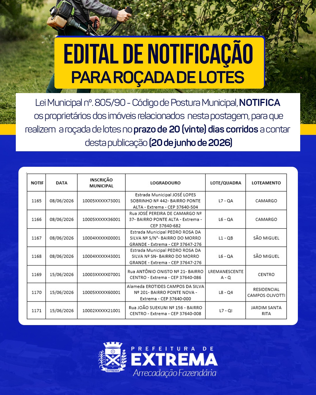 Post do instagram da Prefeitura de Mandirituba