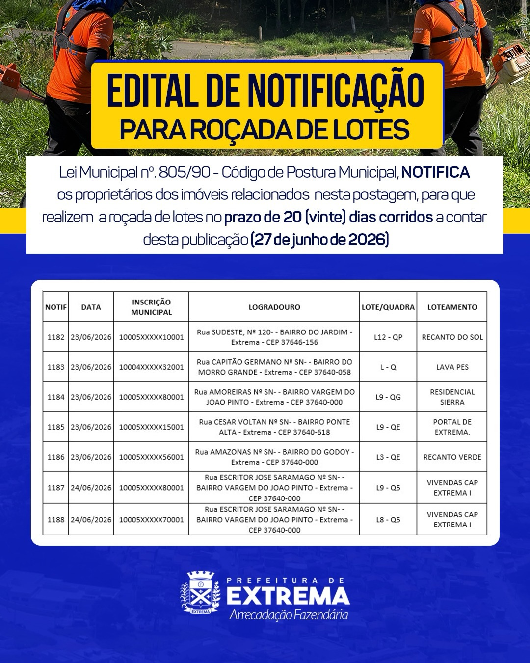 Post do instagram da Prefeitura de Mandirituba