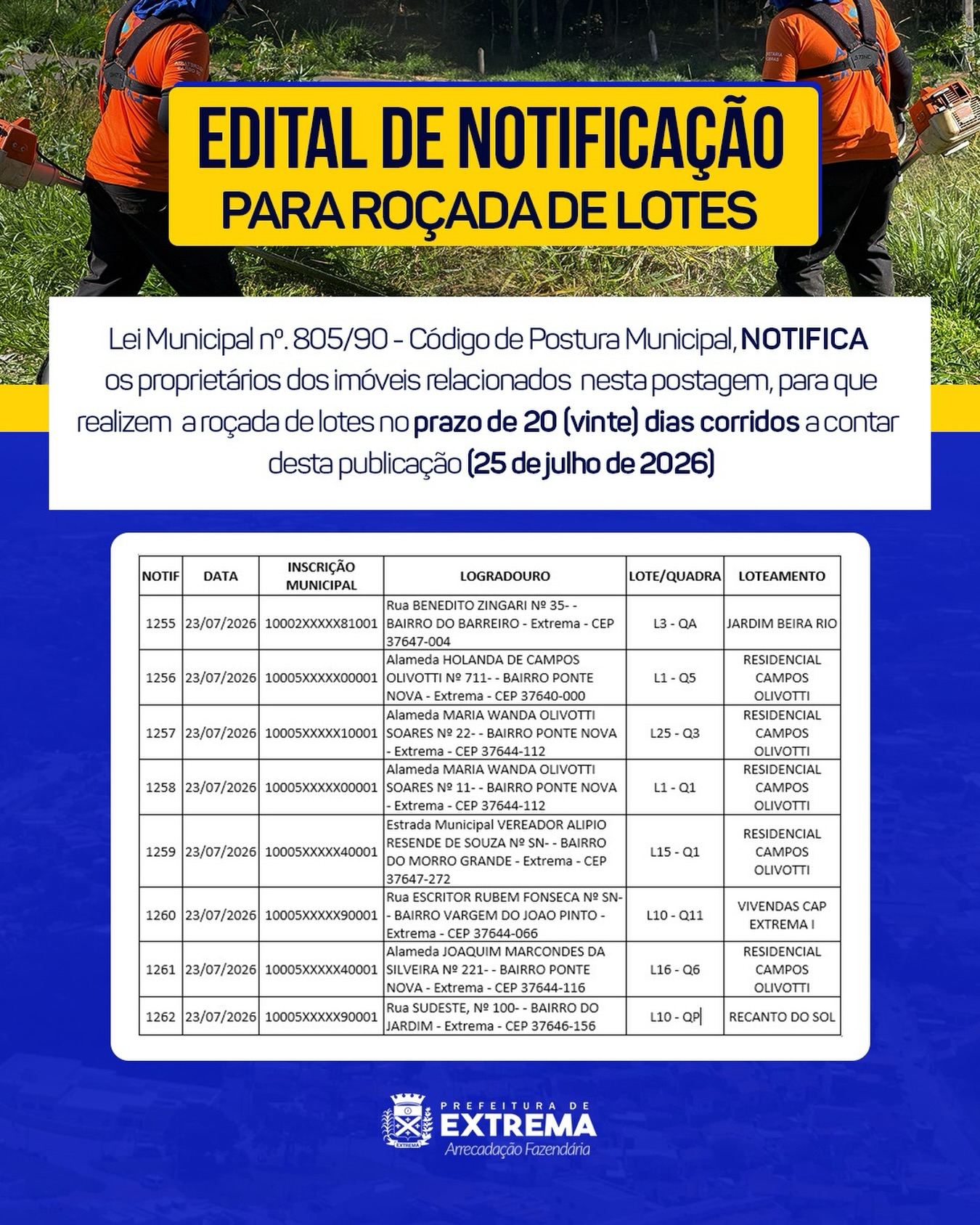 Post do instagram da Prefeitura de Mandirituba